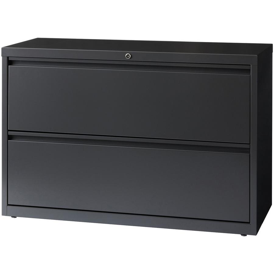 Lorell Fortress Series Lateral File - 42" Width x 18.6" Depth x 28.1" Height - 2 x Drawer(s) - Legal, Letter, A4 - Lateral - Rust Proof, Leveling Glide, Interlocking, Ball-bearing Suspension - Charcoa. Picture 3