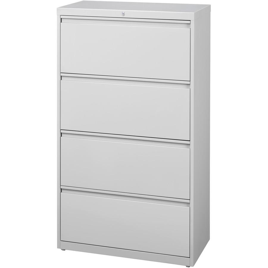 Lorell Fortress Series Lateral File - 36" Width x 18.6" Depth x 52.5" Height - 4 x Drawer(s) for File - Legal, Letter, A4 - Lateral - Rust Proof, Leveling Glide, Interlocking, Ball-bearing Suspension,. Picture 4