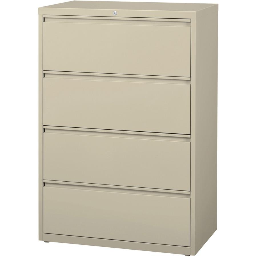 Lorell Fortress Series Lateral File - 36" Width x 18.6" Depth x 52.5" Height - 4 x Drawer(s) for File - Legal, Letter, A4 - Lateral - Rust Proof, Leveling Glide, Interlocking, Ball-bearing Suspension,. Picture 3