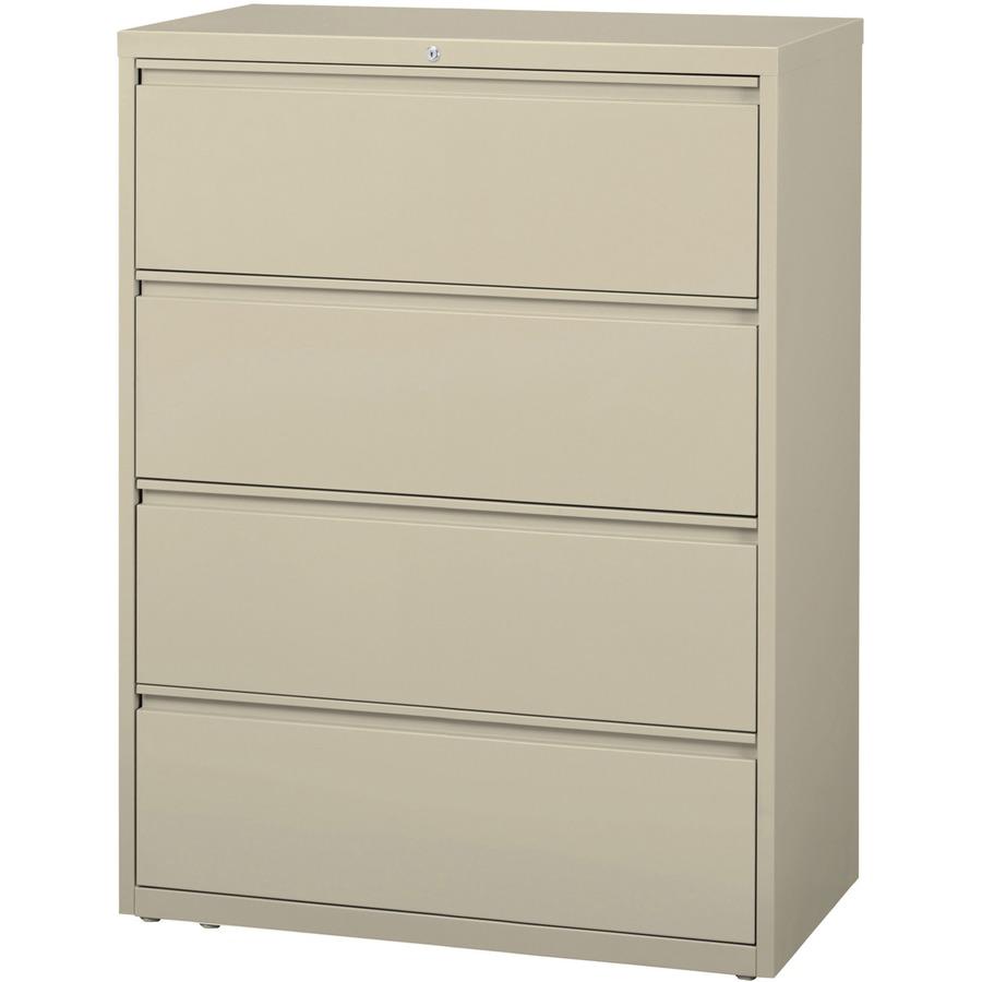 Lorell Fortress Series Lateral File - 42" Width x 18.6" Depth x 52.5" Height - 4 x Drawer(s) for File - Legal, Letter, A4 - Lateral - Rust Proof, Leveling Glide, Interlocking, Ball-bearing Suspension,. Picture 3