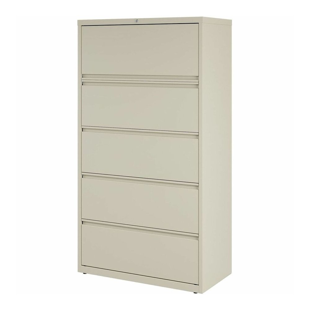 Lorell Fortress Series Lateral File - 36" Width x 18.6" Depth x 67.7" Height - 5 x Drawer(s) for File - Legal, Letter, A4 - Lateral - Rust Proof, Leveling Glide, Interlocking, Ball-bearing Suspension,. Picture 8
