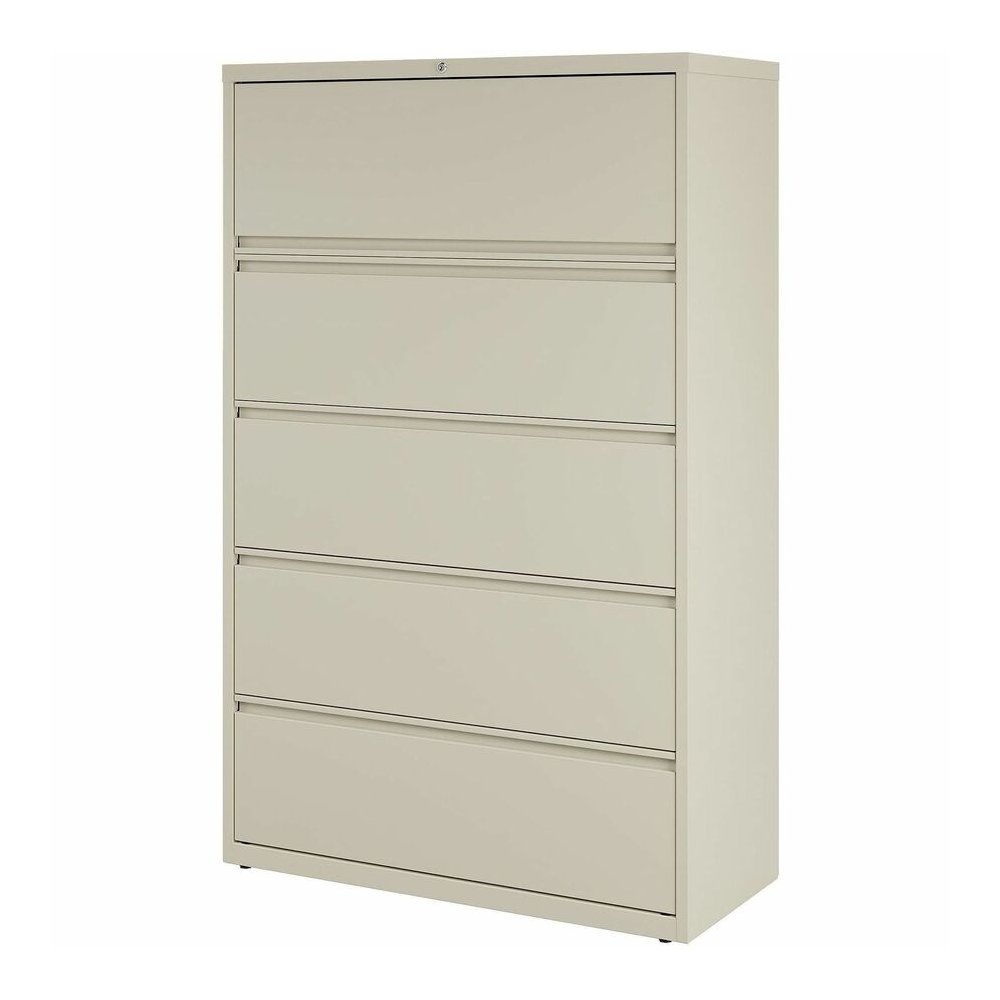 Lorell Fortress Series Lateral File w/Roll-out Posting Shelf - 42" x 18.6" x 67.7" - 5 x Drawer(s) for File - Legal, Letter, A4 - Lateral - Rust Proof, Leveling Glide, Interlocking, Ball-bearing Suspe. Picture 3