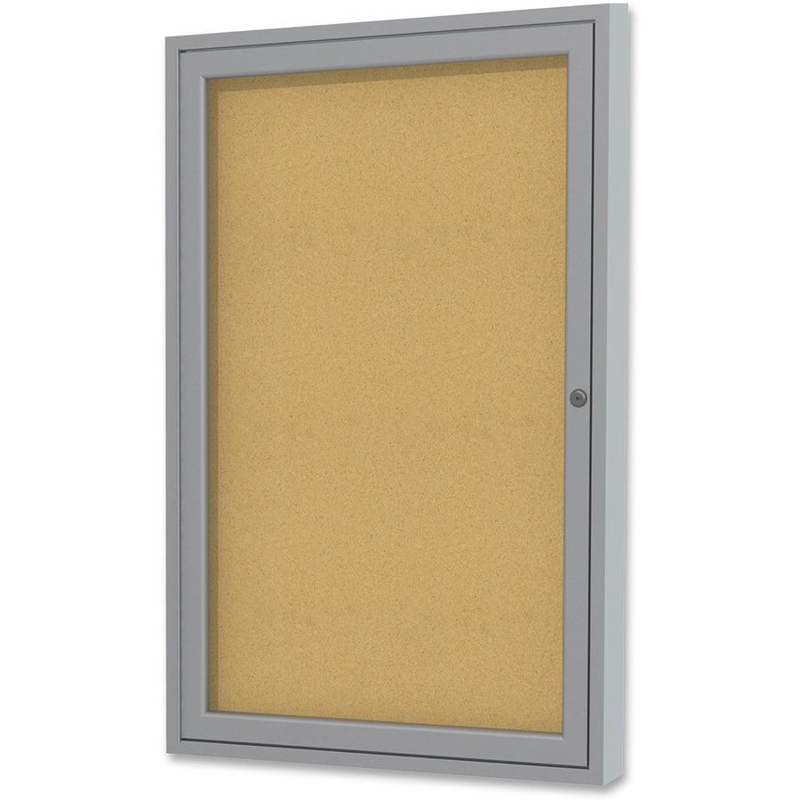 Ghent 1-door Enclosed Indoor Bulletin Board - 36" Board Height x 24" Board Width - Cork Surface - Shatter Resistant - 1 Each. Picture 3
