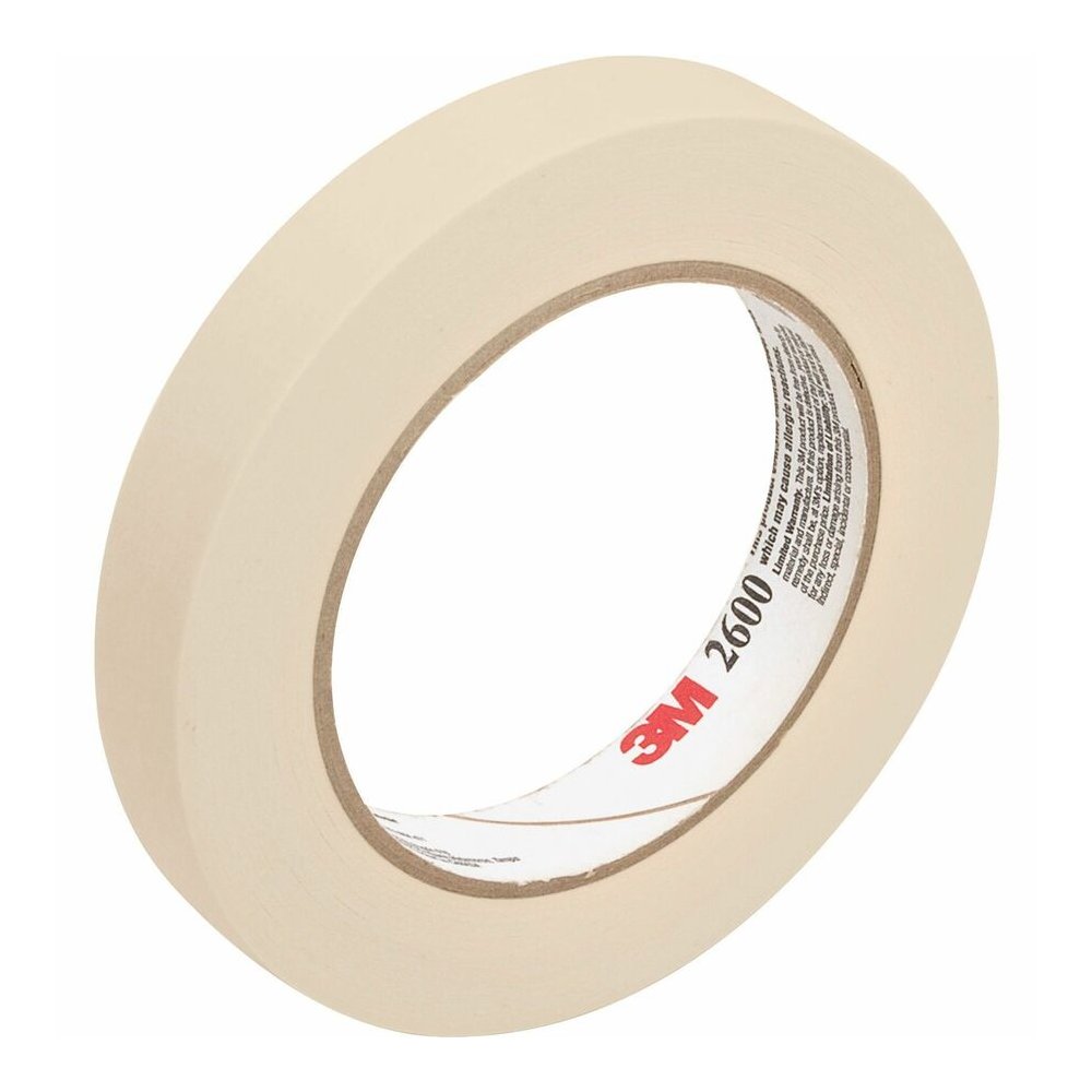 Highland Economy Masking Tape - 60 yd Length x 0.71" Width x 4.4 mil Thickness - 3" Core - Tan - Rubber Backing - For Labeling, Bundling, Wrapping, Mounting, Holding - 12 / Pack. Picture 3