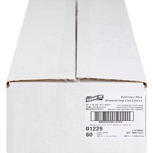 Genuine Joe Flexible Drawstring Trash Can Liners - Small Size - 13 gal Capacity - 25.13" Length x 24" Width x 0.90 mil (23 Micron) Thickness - Low Density - Drawstring Closure - White - Resin - 60/Box. Picture 3
