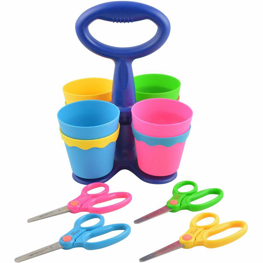 Westcott Teachers Scissors Caddy with 24 pieces of 14606 Blunt - 5" Overall Length - Left/Right - Stainless Steel - Blunted Tip - Assorted - 1 Each. Picture 3