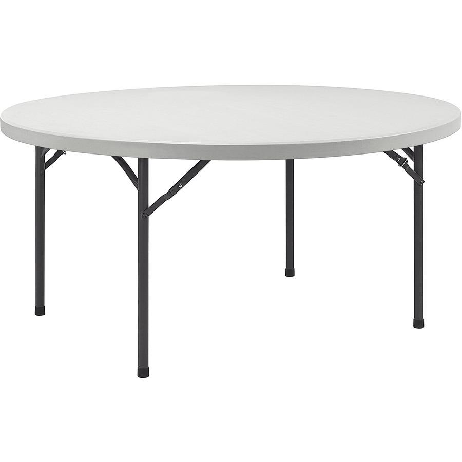 Lorell Ultra-Lite Banquet Folding Table - Round Top - 600 lb Capacity - 48" Table Top Diameter - 29.25" Height x 48" Width x 48" Depth - Indoor, Outdoor - Gray, Powder Coated - 1 Each. Picture 5