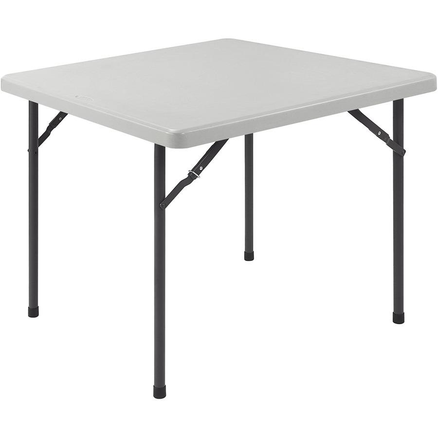 Lorell Ultra-Lite Banquet Folding Table - Square Top - 600 lb Capacity - 29" Height x 36" Width x 36" Depth - Indoor, Outdoor - Gray, Powder Coated - 1 Each. Picture 7