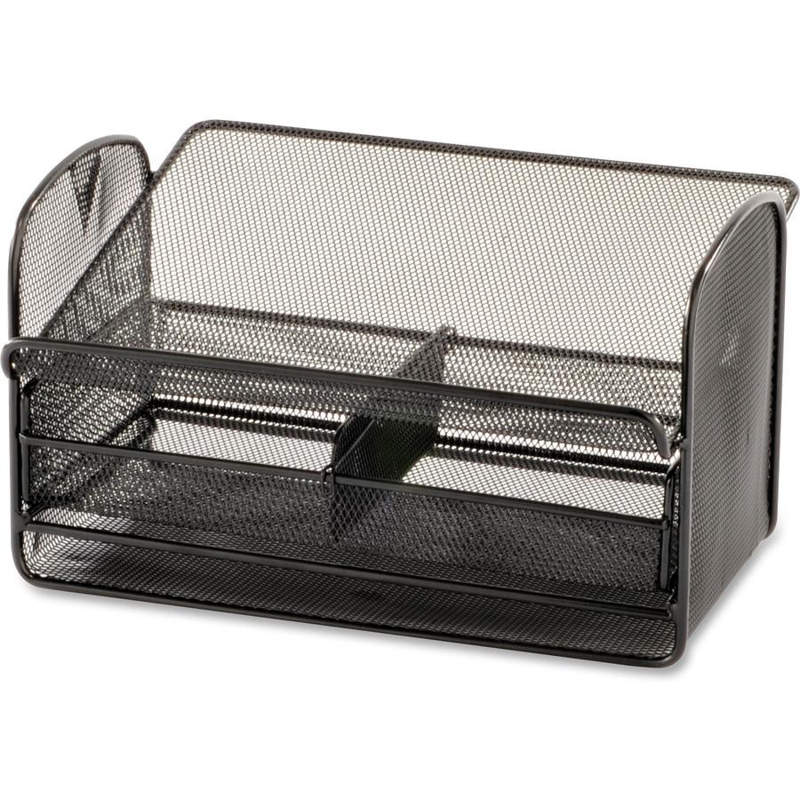 Safco Onyx Mesh Telephone Stand - 7" Height x 11.75" Width x 9.25" Depth - Desktop - Adjustable - Black - Steel - 1 Each. Picture 3
