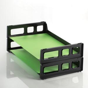 Officemate Side-Loading Desk Trays, 2PK - 2.8" Height x 13.2" Width x 9" DepthDesktop - Stackable, Durable - Black - Plastic - 2 / Pack. Picture 4