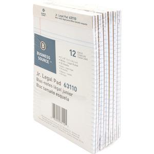 Business Source Writing Pads - 50 Sheets - 0.28" Ruled - 16 lb Basis Weight - Jr.Legal - 8" x 5" Sheet Size - White Paper - Micro Perforated, Easy Tear, Sturdy Back - 1 Dozen. Picture 5