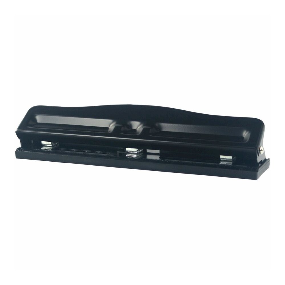 Business Source 3-Hole Adjustable Paper Punch - 3 Punch Head(s) - 11 Sheet of 16lb Paper - 1/4" Punch Size - Round Shape - Black. Picture 5