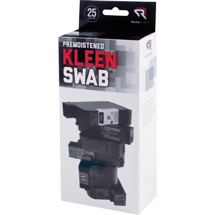 Read Right KleenSwab Presaturated Swabs - For Keyboard, Printer Head, Ink Cartridge, Home/Office Equipment - 25 / Box. Picture 4
