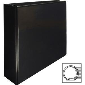 Business Source Round-ring View Binder - 3" Binder Capacity - Letter - 8 1/2" x 11" Sheet Size - 625 Sheet Capacity - Fastener: Round Ring - Pocket: 2, Internal - Polypropylene - Black - Wrinkle-free,. Picture 7