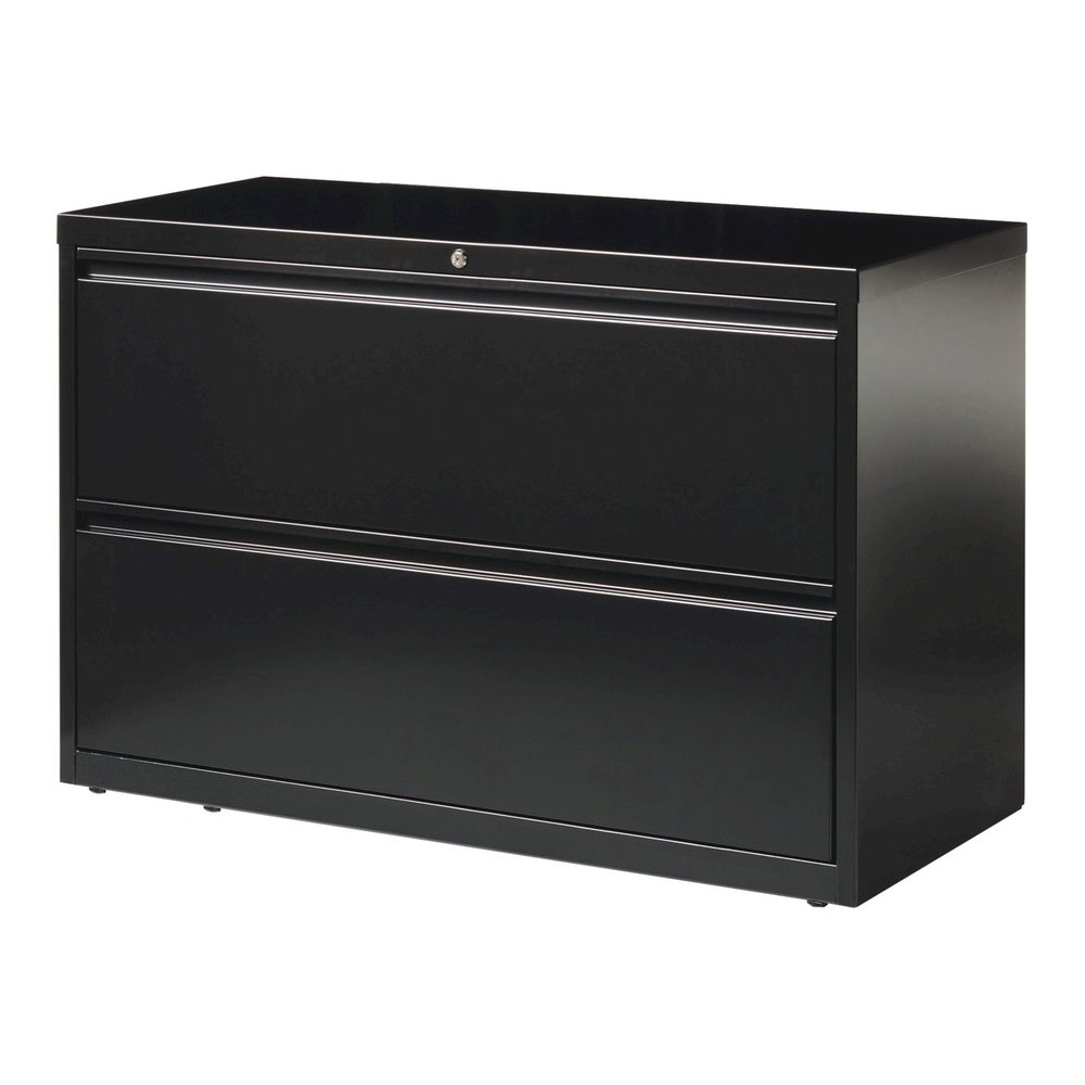 Lorell Fortress Series Lateral File - 42" x 18.6" x 28.1" - 2 x Drawer(s) for File - Letter, Legal, A4 - Lateral - Interlocking, Leveling Glide, Ball-bearing Suspension, Label Holder - Black - Recycle. Picture 4