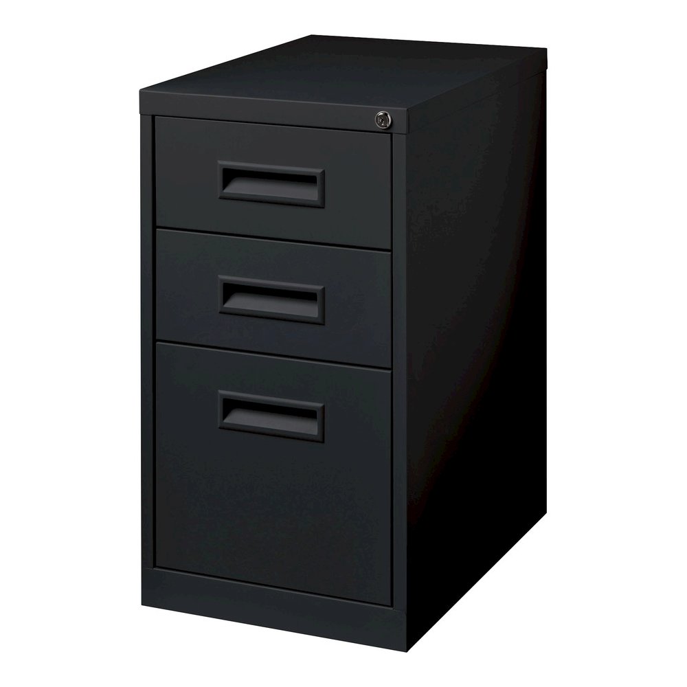 Lorell 22" Box/Box/File Mobile File Cabinet with Recessed Pull - 15" Width x 22" Depth x 27.7" Height - 3 x Drawer(s) for Box, File - Letter - Security Lock, Ball-bearing Suspension - Black - Powder C. Picture 4