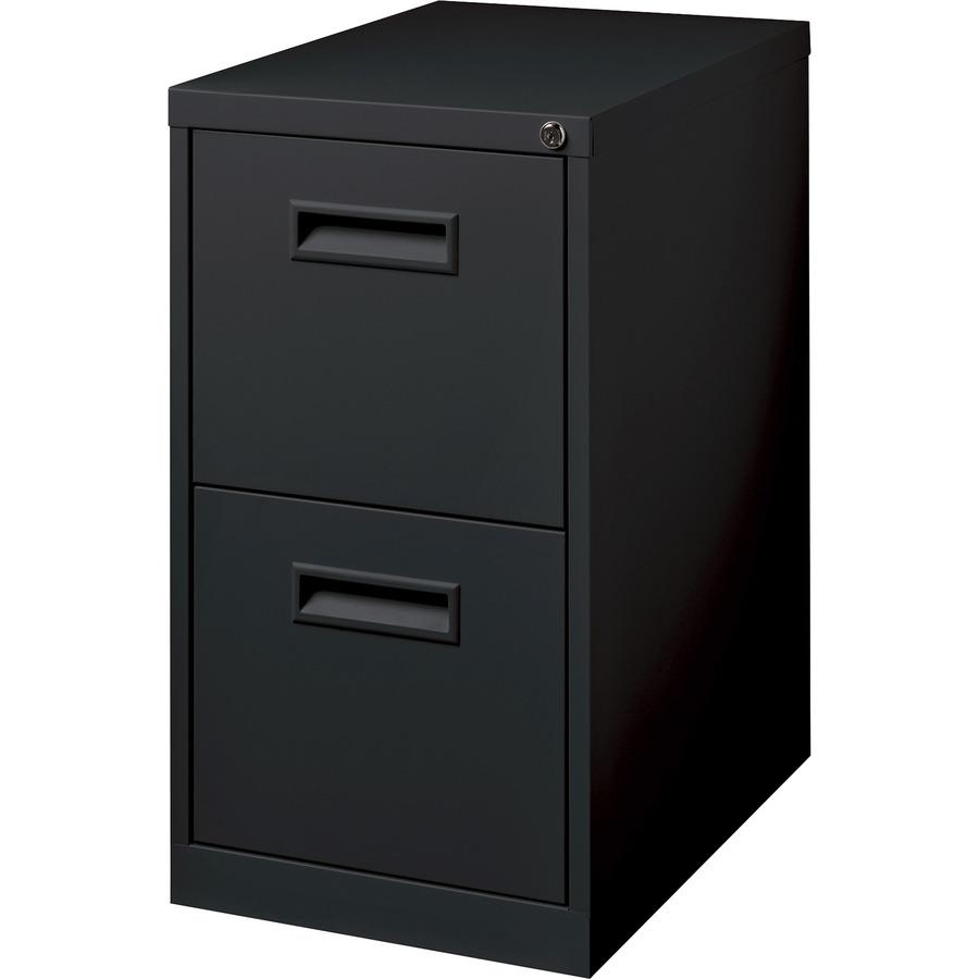 Lorell 19" File/File Mobile File Cabinet with Recessed Pull - 15" Width x 19" Depth x 28" Height - 2 x Drawer(s) for File - Letter - Locking Casters, Security Lock, Ball-bearing Suspension - Black - P. Picture 6