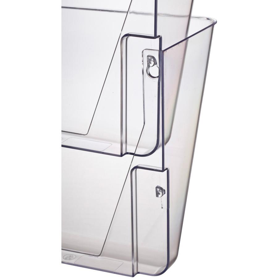 Officemate Mountable Wall File, Clear, 2PK - 10.6" Height x 13" Width x 4.1" Depth - Clear - Plastic - 2 / Box. Picture 7