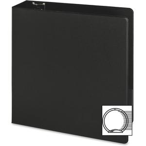 Business Source Basic Round-ring Binder - 3" Binder Capacity - Letter - 8 1/2" x 11" Sheet Size - 3 Ring - Fastener: Round Ring - Pocket: Inside Front & Back - Vinyl - Black - 1.20 lb - No - Exposed R. Picture 5