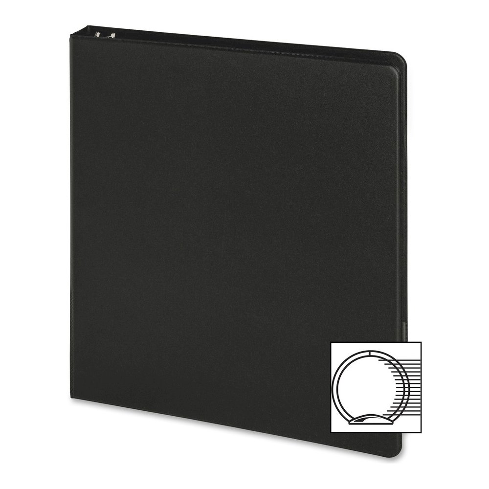 Business Source Basic Round-ring Binder - 1" Binder Capacity - Letter - 8 1/2" x 11" Sheet Size - 3 Ring - Fastener: Round Ring - Pocket: Inside Front & Back - Chipboard, Polypropylene - Black - 9.60 . Picture 2