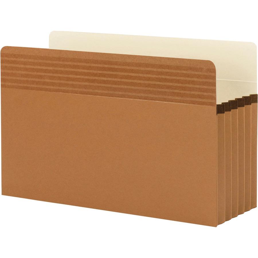 Smead Easy Grip Straight Tab Cut Legal Recycled File Pocket - 8 1/2" x 14" - 5 1/4" Expansion - Redrope - Redrope - 30% Recycled - 10 / Box. Picture 5