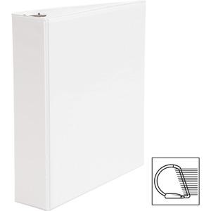 Business Source Basic D-Ring White View Binders - 2" Binder Capacity - Letter - 8 1/2" x 11" Sheet Size - Fastener: D-Ring - Polypropylene - White - 1.50 lb - No - Clear Overlay - 1 Each. Picture 2