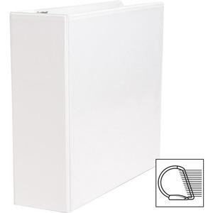 Business Source Basic D-Ring White View Binders - 3" Binder Capacity - Letter - 8 1/2" x 11" Sheet Size - Fastener: D-Ring - Polypropylene - White - 1.70 lb - No - Clear Overlay - 1 Each. Picture 4