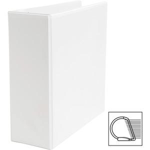 Business Source Basic D-Ring White View Binders - 4" Binder Capacity - Letter - 8 1/2" x 11" Sheet Size - Fastener: D-Ring - Polypropylene - White - 1.75 lb - No - Clear Overlay - 1 Each. Picture 6