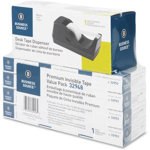 Business Source Invisible Tape Dispenser Value Pack - 27.78 yd Length x 0.75" Width - 1" Core - Clear - Acetate - Dispenser Included - Desktop Dispenser - For Multi Surface, Mending, Splicing, Holding. Picture 4