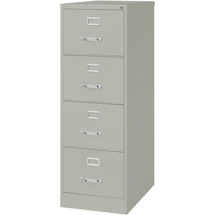 Lorell Fortress Series 26-1/2" Commercial-Grade Vertical File Cabinet - 18" Width x 26.5" Depth x 52" Height - 4 x Drawer(s) for File - Legal - Vertical - Lockable, Ball-bearing Suspension, Heavy Duty. Picture 5