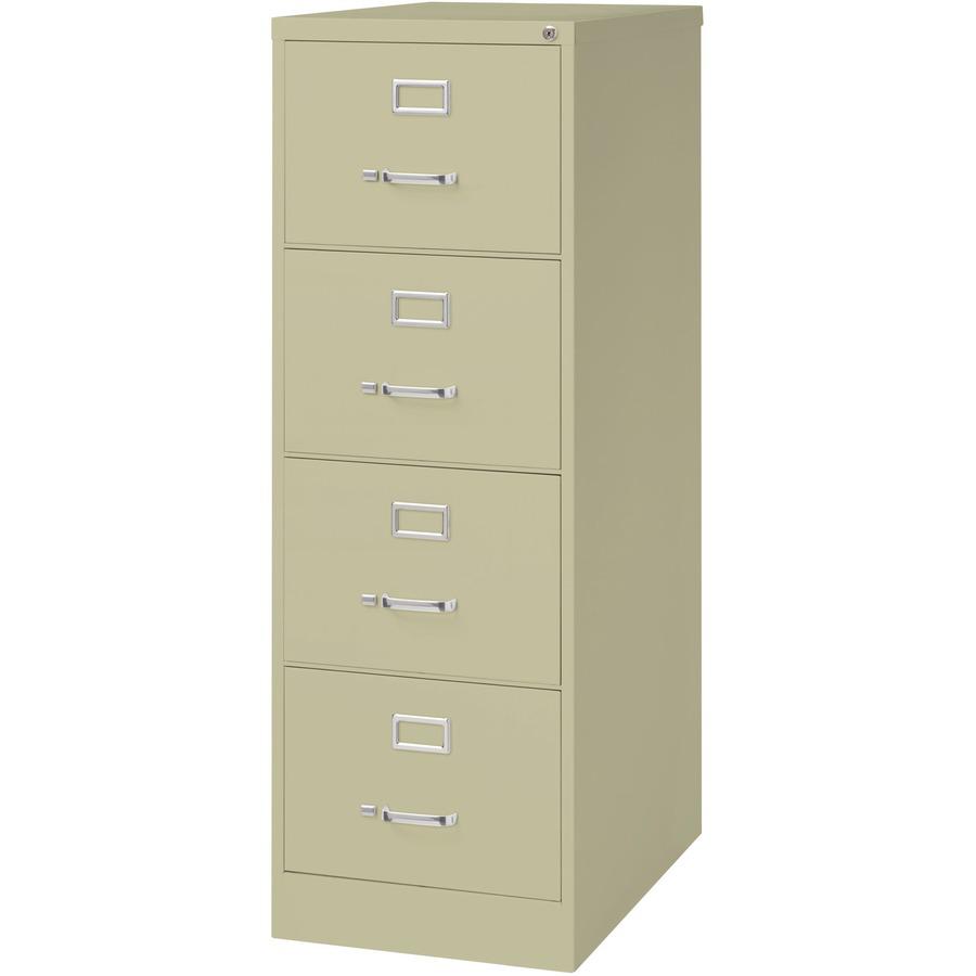 Lorell Fortress Series 26-1/2" Commercial-Grade Vertical File Cabinet - 18" Width x 26.5" Depth x 52" Height - 4 x Drawer(s) for File - Legal - Vertical - Lockable, Ball-bearing Suspension, Heavy Duty. Picture 5