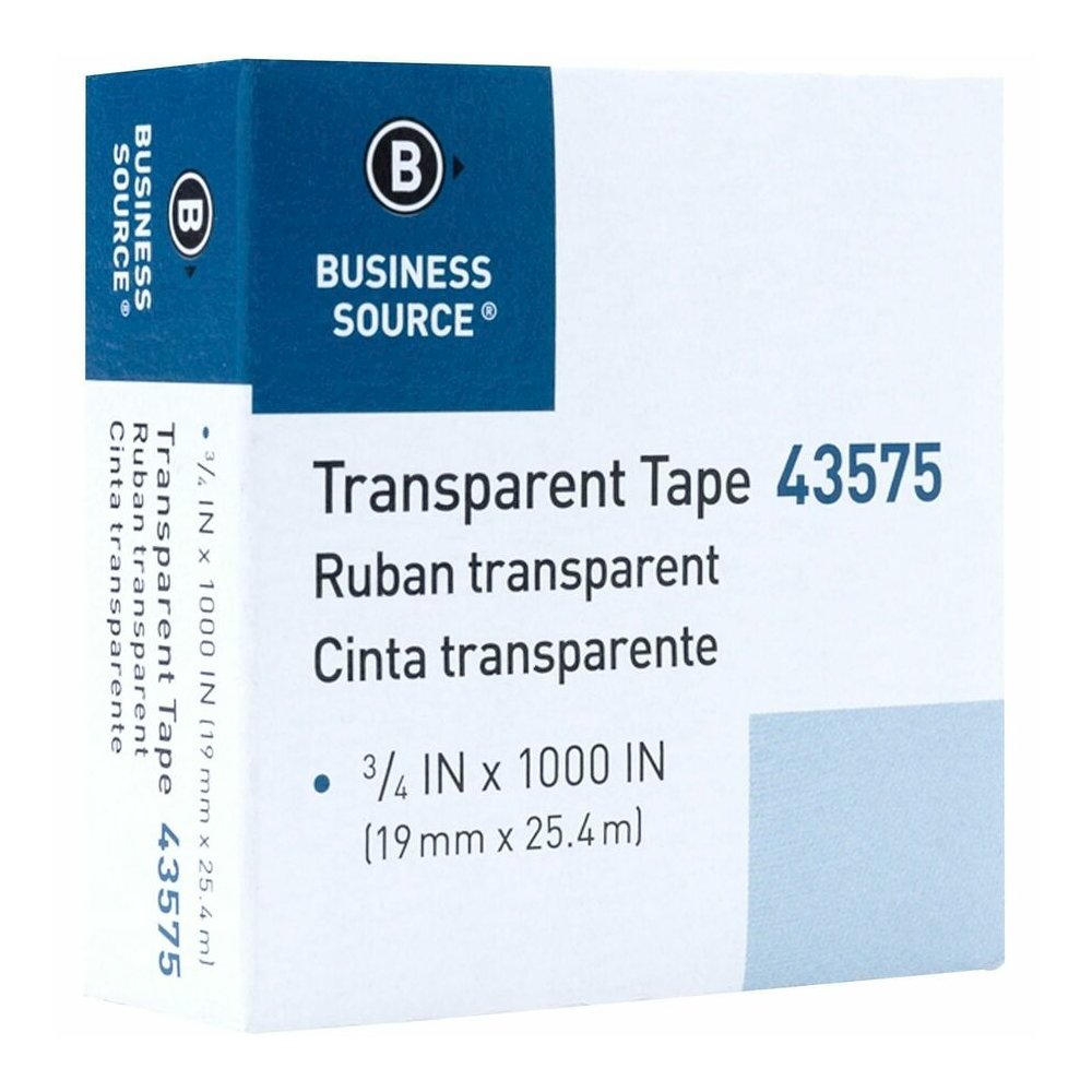Business Source All-purpose Transparent Glossy Tape - 27.78 yd Length x 0.75" Width - 1" Core - Clear - For Sealing, Mending, Protecting - 12 / Pack. Picture 5