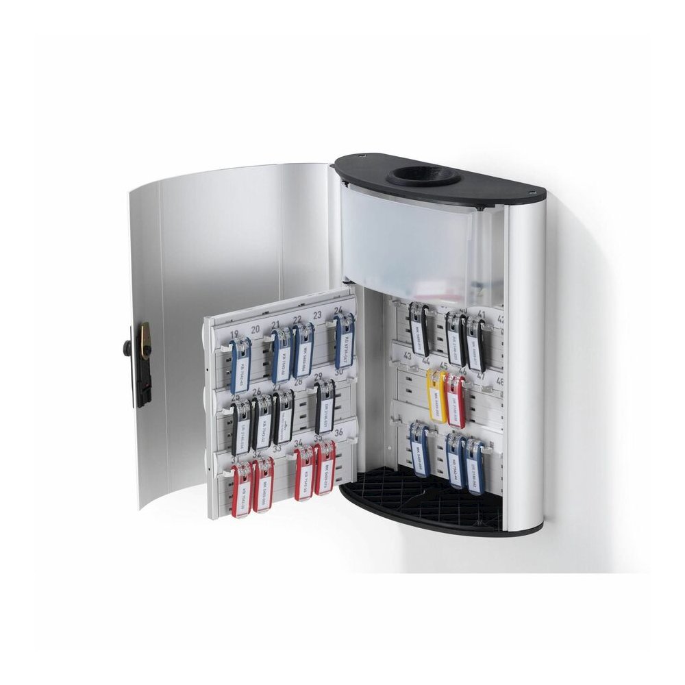 DURABLE Key Cabinet - 11.8" Width x 4.6" Depth x 15.5" Height - Lockable - Silver - Aluminum. Picture 2