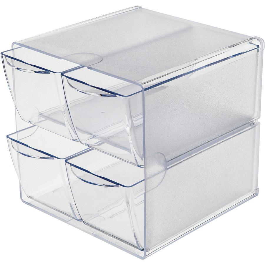 Deflecto Stackable Cube Organizer - 4 Drawer(s) - 6" Height x 6" Width x 7.25" Depth - Desktop - Stackable - Clear - Plastic - 1 Each. Picture 8