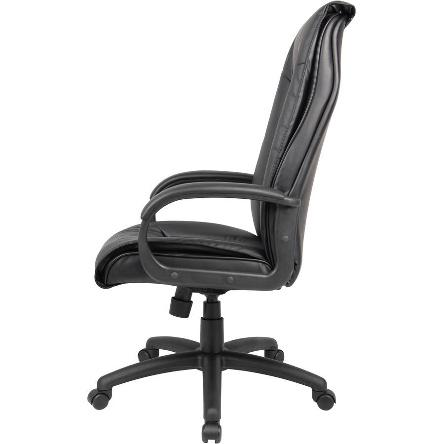 Boss B7601 High Back Executive Chair - Black Leather Seat - Black Frame - 5-star Base - 1 Each. Picture 5