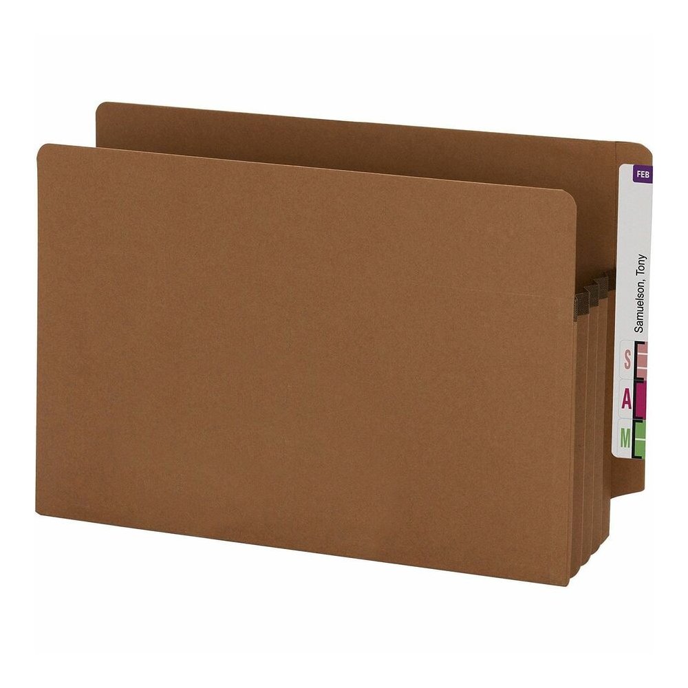 Smead Straight Tab Cut Legal Yes File Pocket - 8 1/2" x 14" - 3 1/2" Expansion - 2 Plys - Redrope - Tear Resistant Gusset - 100% Recycled - 25 / Box. Picture 4
