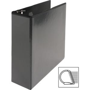 Business Source Basic D-Ring View Binders - 3" Binder Capacity - Letter - 8 1/2" Sheet Size - Fastener: D-Ring - Polypropylene - Black - No - Clear Overlay - 1 Each. Picture 2