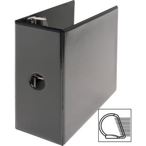 Business Source Basic D-Ring View Binders - 5" Binder Capacity - Letter - 8 1/2" x 11" Sheet Size - Fastener: D-Ring - Polypropylene - Black - No - Clear Overlay - 1 Each. Picture 3