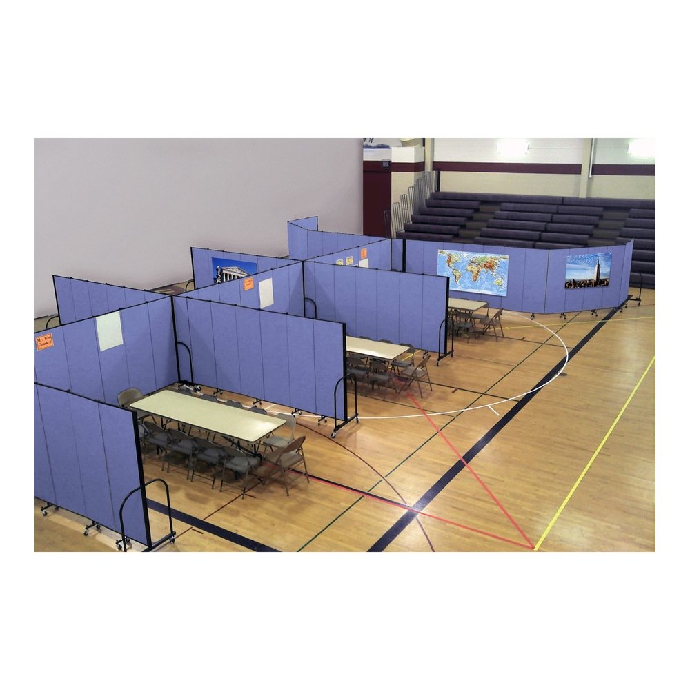 Screenflex Portable Room Dividers - 72" Height x 20.4 ft Length - Black Metal Frame - Polyester - Stone - 1 Each. Picture 8