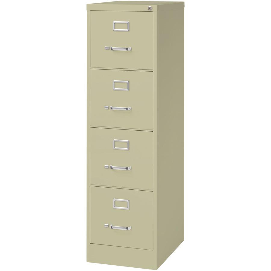 Lorell Fortress Series 22" Commercial-Grade Vertical File Cabinet - 15" Width x 22" Depth x 52" Height - 4 x Drawer(s) for File - Letter - Lockable, Ball-bearing Suspension - Putty - Steel - Recycled. Picture 5