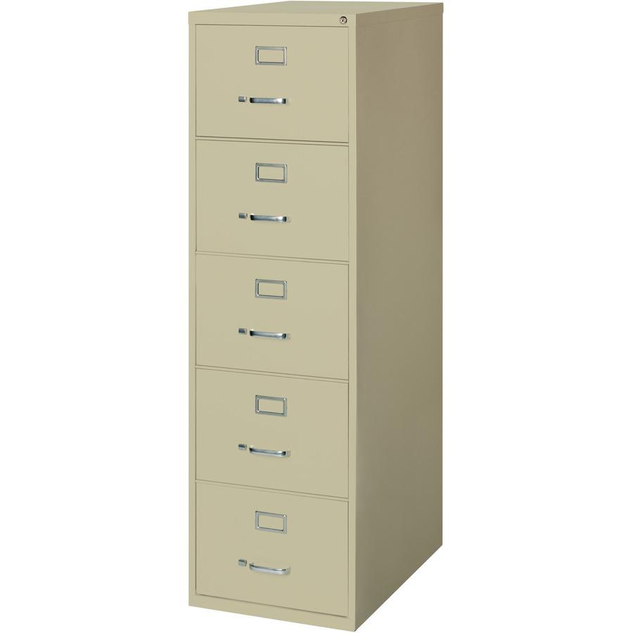 Lorell Fortress Series 26-1/2" Commercial-Grade Vertical File Cabinet - 18" Width x 26.5" Depth x 61" Height - 5 x Drawer(s) for File - Legal - Vertical - Ball-bearing Suspension, Security Lock, Heavy. Picture 6