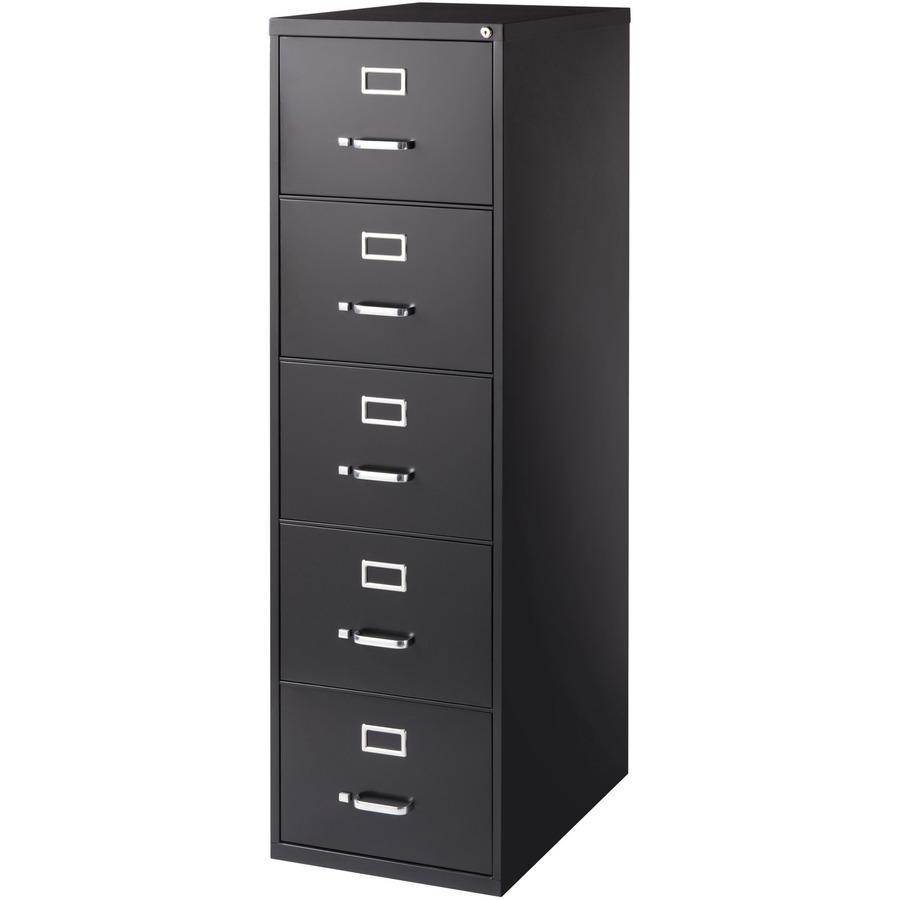 Lorell Fortress Series 26-1/2" Commercial-Grade Vertical File Cabinet - 18" Width x 26.5" Depth x 61" Height - 5 x Drawer(s) for File - Legal - Vertical - Heavy Duty, Security Lock, Ball-bearing Suspe. Picture 4