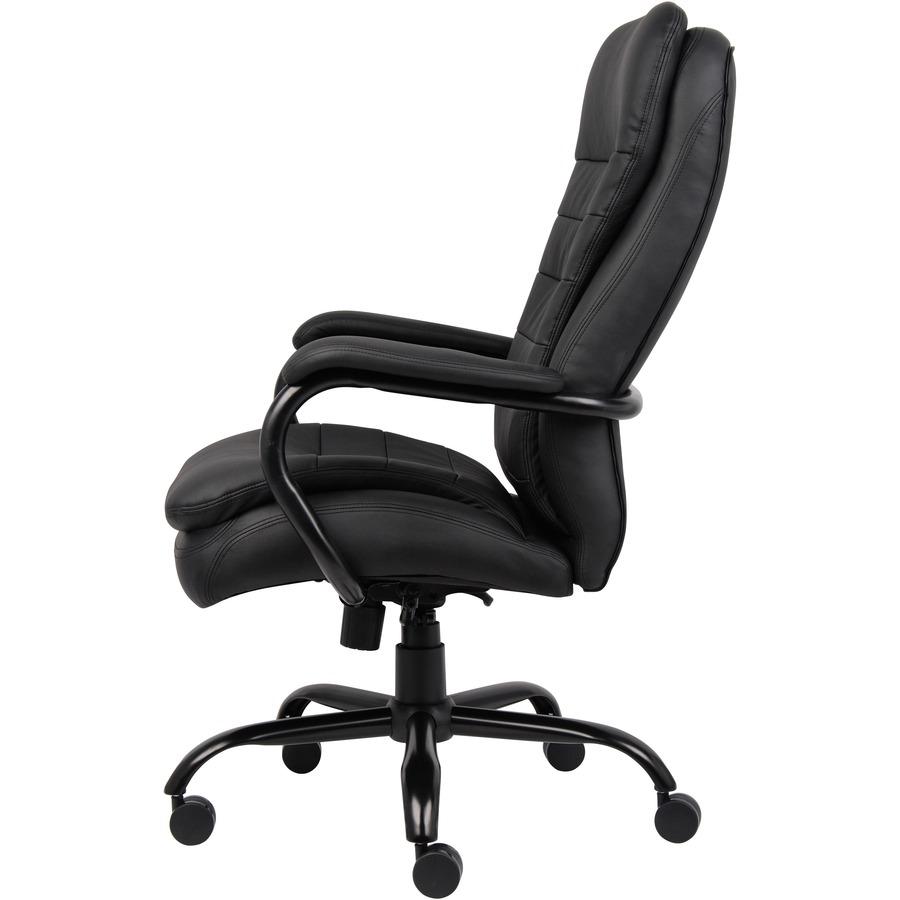Lorell Big & Tall Double Cushion Executive High-Back Chair - Black Seat Color - Leather Seat Material - Black Back Color - Leather Back Material - 5-star Base - Black - 1 Each. Picture 5