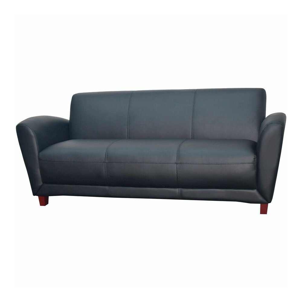 Lorell Accession Reception Sofa - 75" x 34.5" x 31.3" Overall Dimension - Leather Black Seat - Leather Black Back - 1 Each. Picture 8