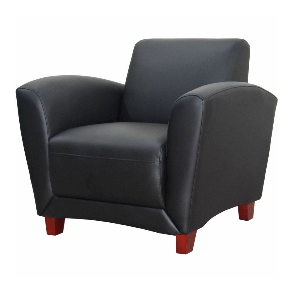 Lorell Accession Club Chair - Black Seat Color - Leather Seat Material - Black Back Color - Leather Back Material - Four-legged Base - 1 Each. Picture 6