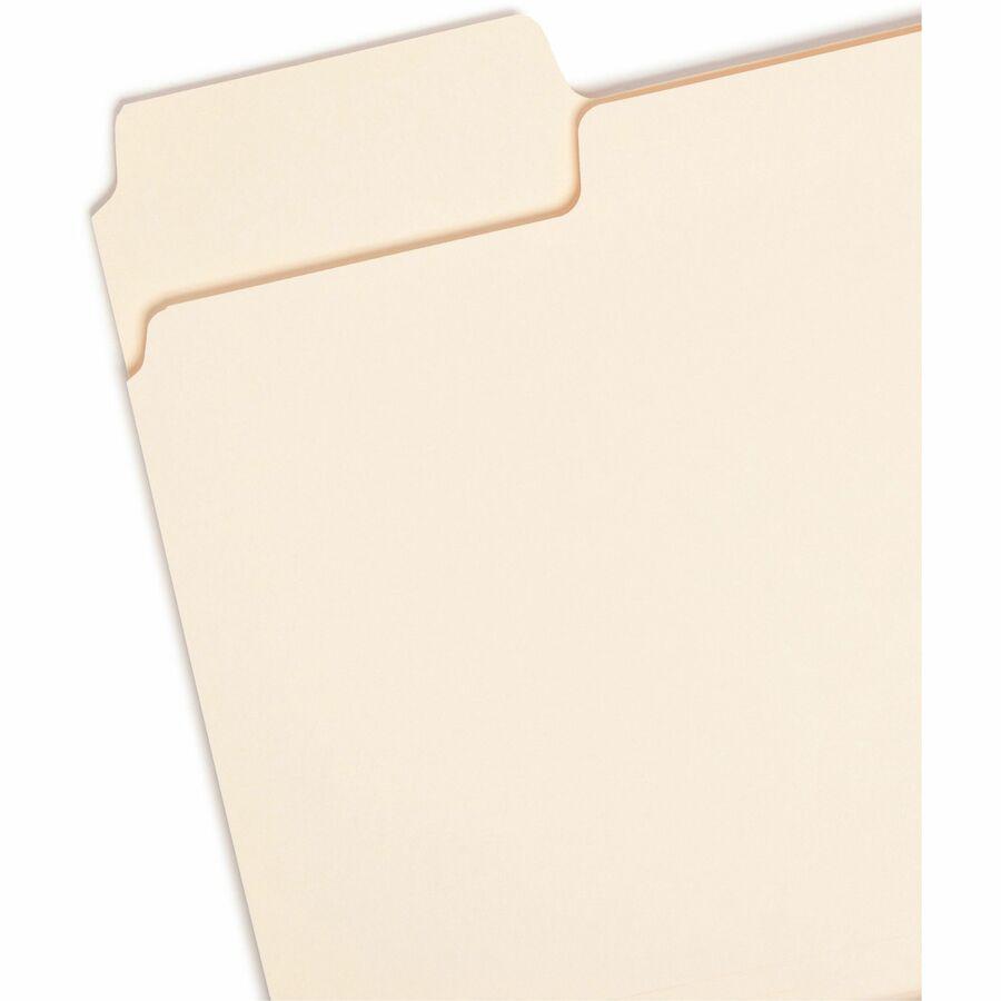Smead SuperTab 1/3 Tab Cut Letter Recycled Top Tab File Folder - 8 1/2" x 11" - 3/4" Expansion - Top Tab Location - Assorted Position Tab Position - Manila - Manila - 10% Recycled - 50 / Box. Picture 6