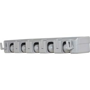Genuine Joe Cleaning Tool Wall Organizer Rack - 5 x Broom - 3.8" Height x 16.5" Width x 2.8" Depth - Handle, Hanging Hook, Sturdy - Gray - ABS Plastic - 1 Each. Picture 4