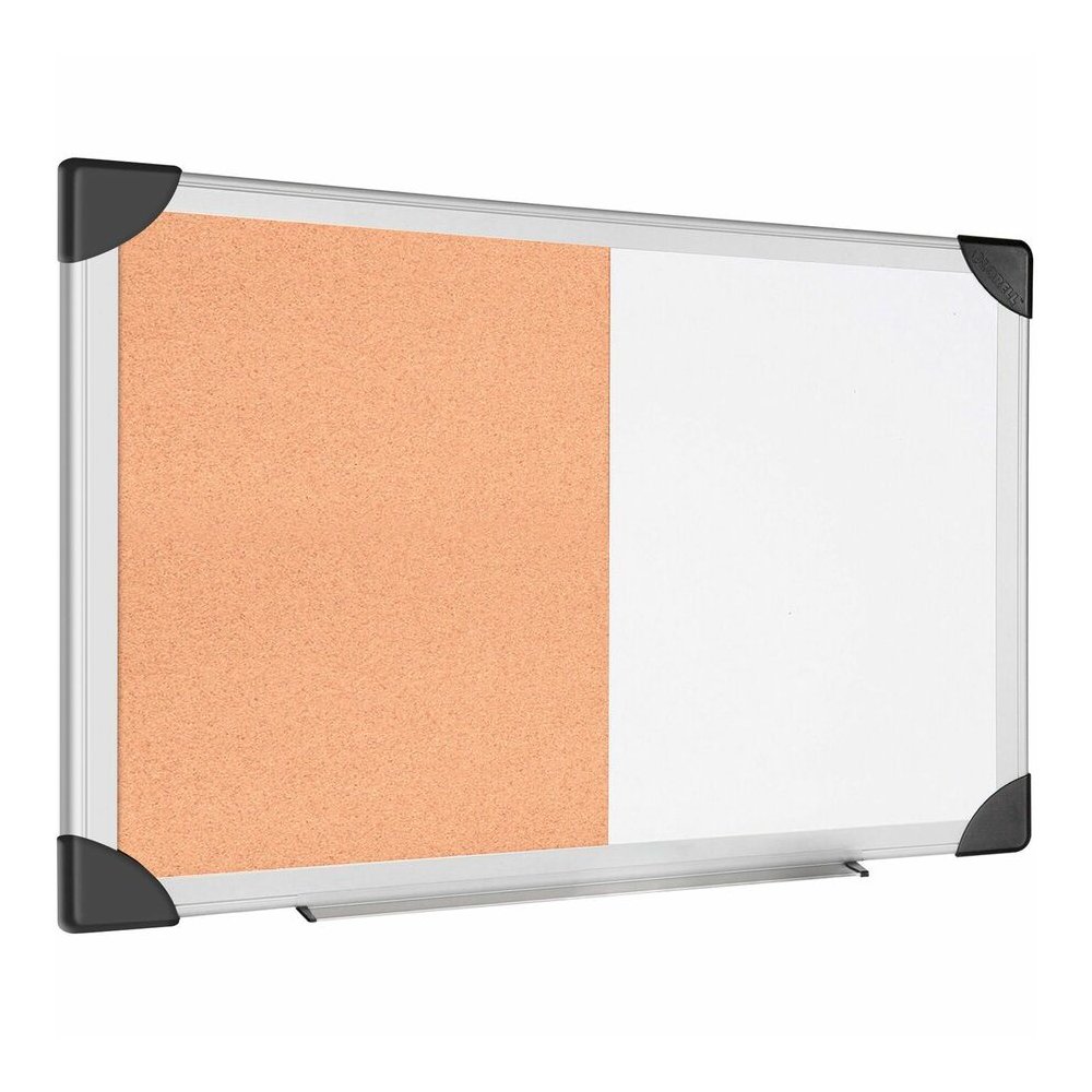 Lorell Combo Dry-Erase/Cork Board - 18" Board Height x 24" Board Width - Natural Cork Surface - Self-healing - Aluminum Frame - 1 Each. Picture 2