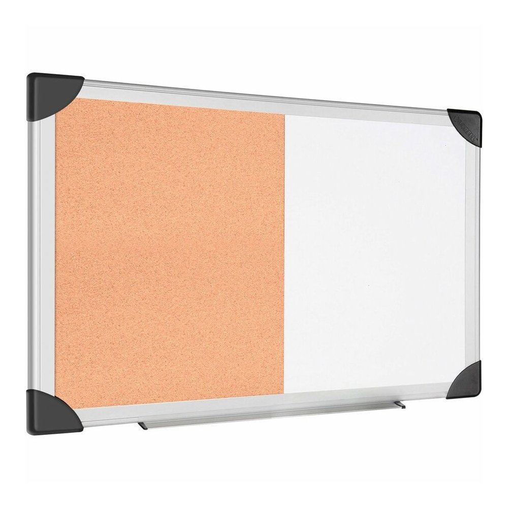 Lorell Combo Dry-Erase/Cork Board - 24" Board Height x 36" Board Width - Natural Cork Surface - Self-healing - Aluminum Frame - 1 Each. Picture 2