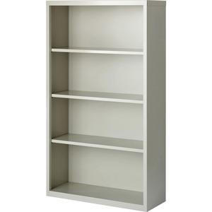Lorell Fortress Series Bookcase - 34.5" Width x 13" Depth x 60" Height - 4 x Shelf(ves) - Light Gray - Powder Coated - Steel - Yes. Picture 10